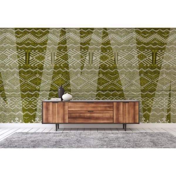 Oriental tapet M1-No.60052 Digitaltryck Grön Vit