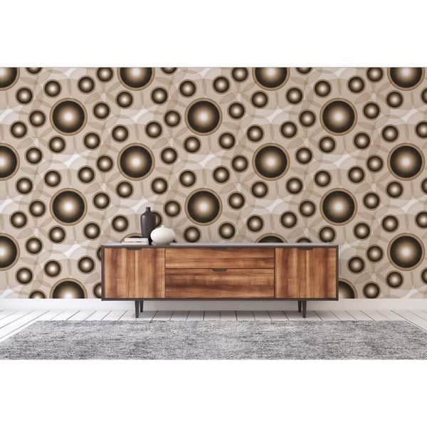 Grafisk tapet M1-No.60056 digitaltryck brun vit cirklar
