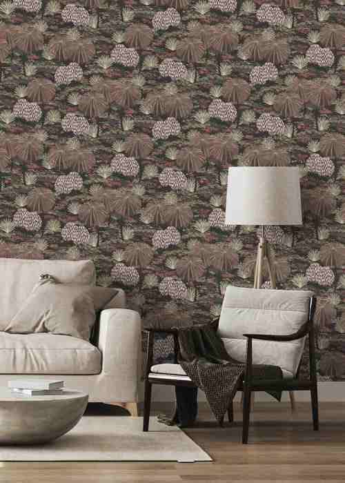 ovanför papper 868616 papper Botanisk djungel 53 x 1005 cm Rasch Symphony röd