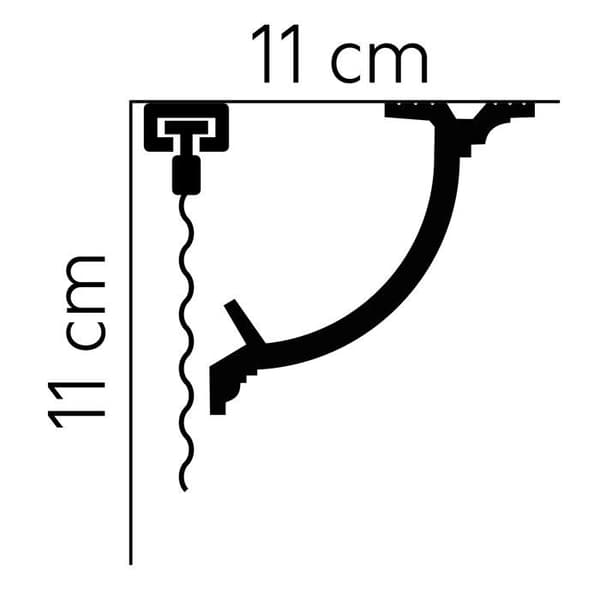 PROVISTON Gardinstång 110 x 110 x 2000 mm Vit Stucklist LED-ljusrör