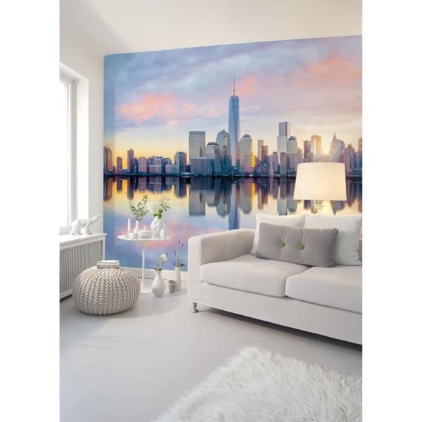 Papper tapet Stad M1-No.60488 Digitaltryck Blå Grå New York