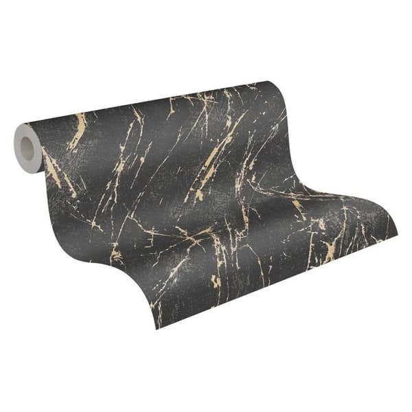 Non-woven tapeter - svart - stenimitation - Mönstrade tapeter - Elements II - A.S