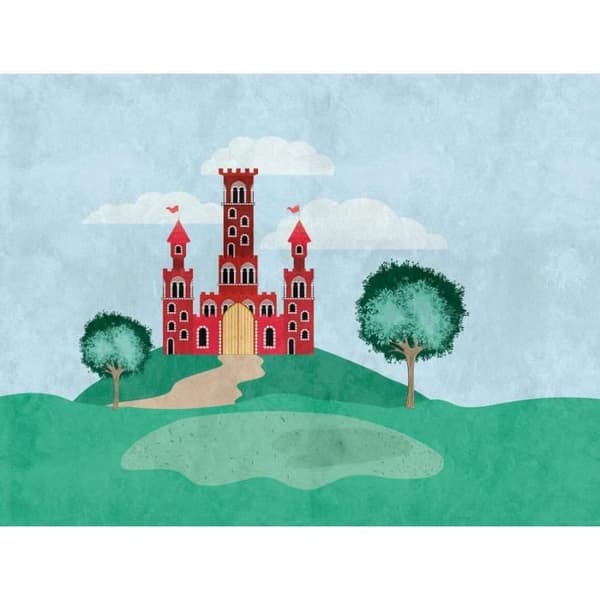 Panoramafototapet M1-No.10318 - Tadessi - Digitaltryck - Grön - Blå - Träd - Barnrum - Slott
