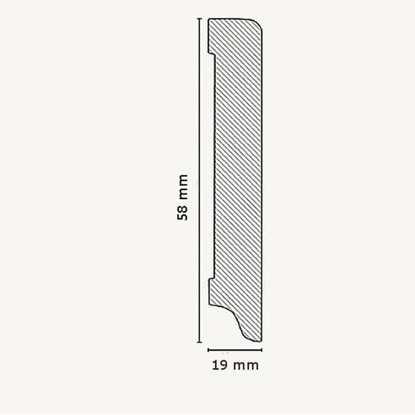 Plint Mannheim MDF 19 x 58 x 2500 mm vit plint av PROVISTON
