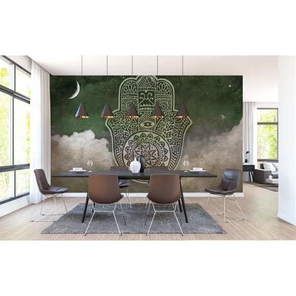 Oriental Tapet M1-No.60157 Digitaltryck Grön Beige Himmel