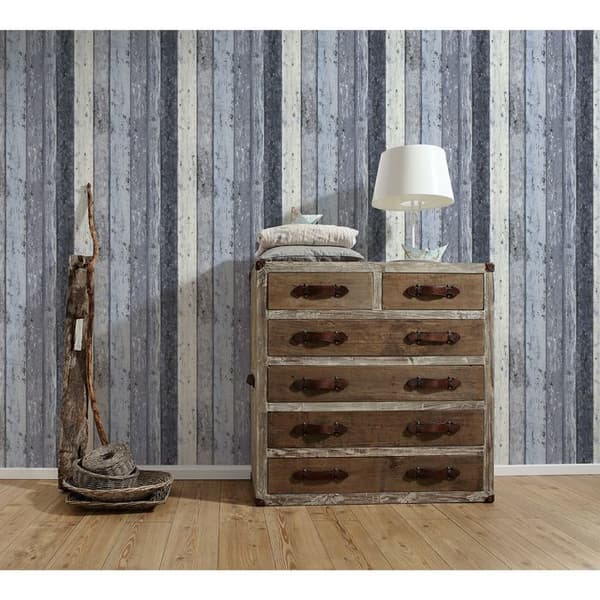 Träeffektstapet - Surf & Sail - Blå - 10,05 m x 0,53 m