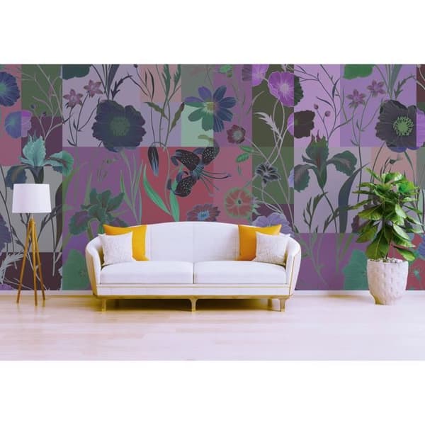 Tapet blommor M1-No.60813 Digitaltryck Lila Grön Blommig
