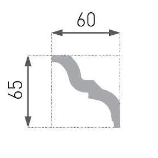 PROVISTON Taklist Polystyren 60 x 65 x 2000 mm Vit Corniche