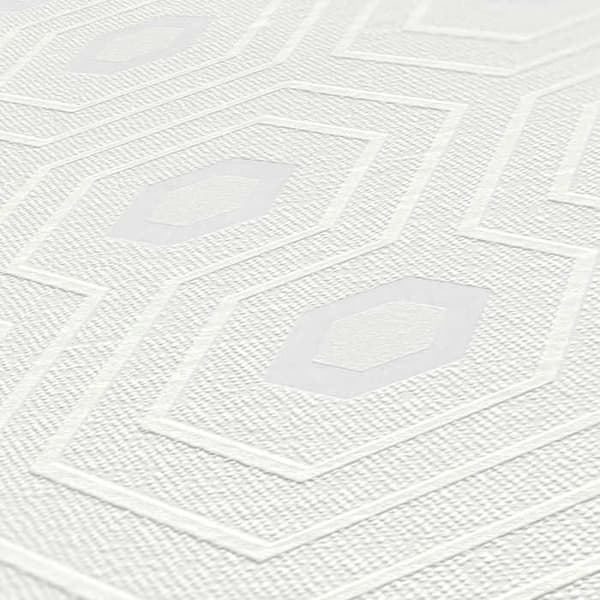 M1-No.3442 Tapet non-woven Vit Geometrisk Mönster Struktur