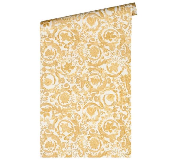 Tapet - A.S. CREATION - Blommig 387064 - Robust non-woven - Guld - Barockränder