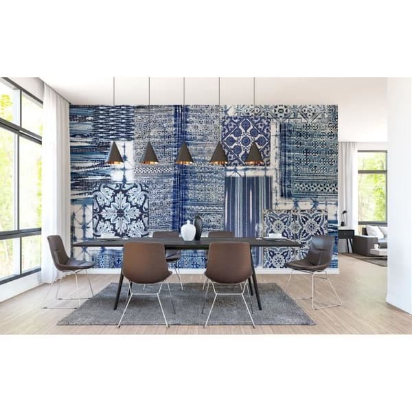 Oriental tapet M1-No.60243 Digitaltryck Blå Vit Patchwork