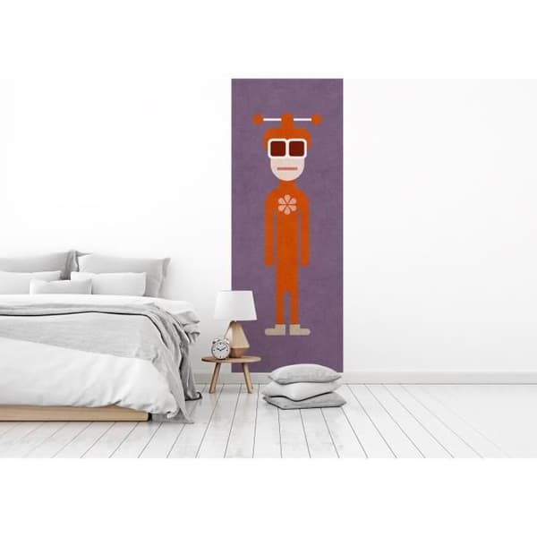 Abstract tapet M1-No.60983 Digitaltryck Lila Orange Robot