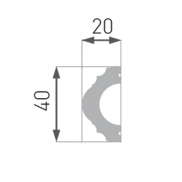 PROVISTON Cimaise Polystyren 20 x 40 x 2000 mm Vit 2 m