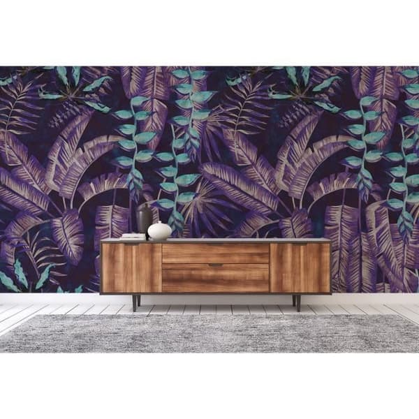 Jungle tapet M1-No.60967 Digitaltryck Lila Blå Växter Blommig