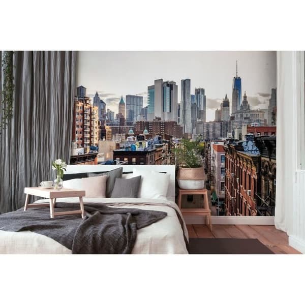 Papper tapet Stad M1-No.60466 Digitaltryck Brun Grå New York