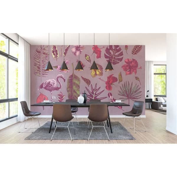 Papper tapet blommor M1-No.60706 digitaltryck rosa grön växter floral