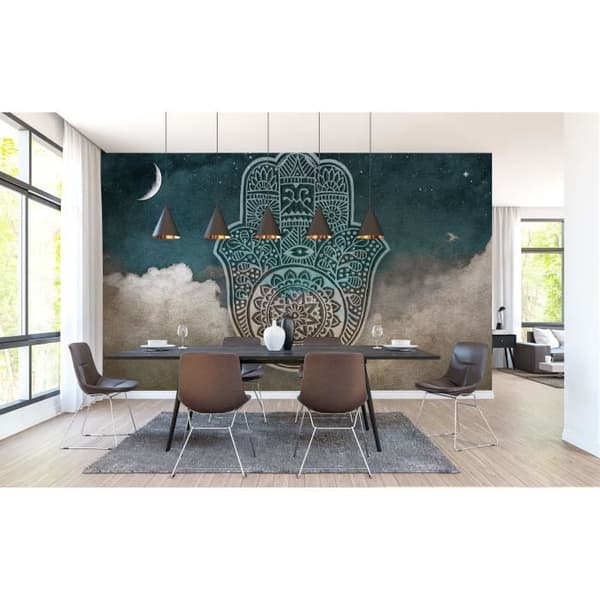 Oriental tapet M1-No.60156 Digitaltryck Blå Beige Himmel
