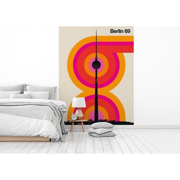 Tapet Berlin M1-No.61095 Digitaltryck Beige Gul Skyline