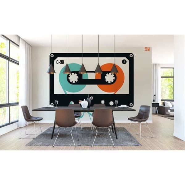Papper M1-No.61106 digitaltryck blå orange retro kassett
