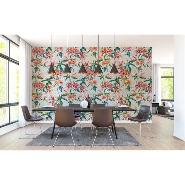 Tapet blommor M1-No.60644 Digitaltryck Kräm Röd Lilja