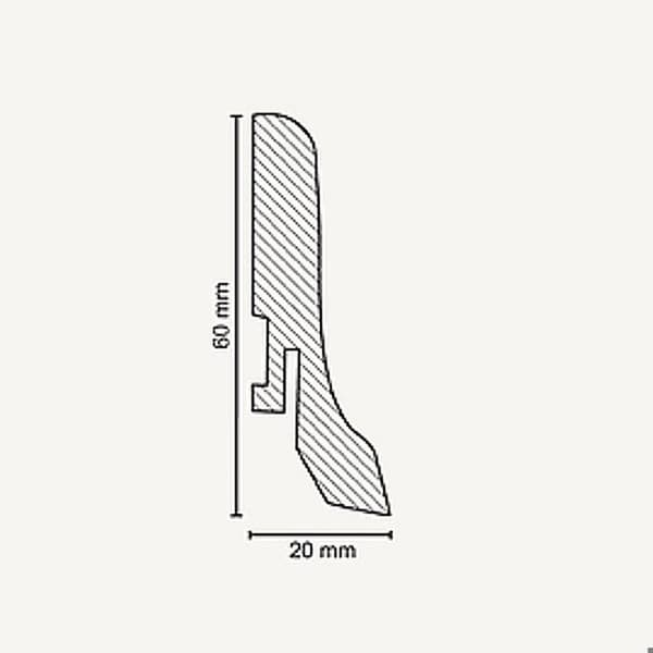 Plint 20 x 60 x 2500 mm MDF belagd Vit PROVISTON