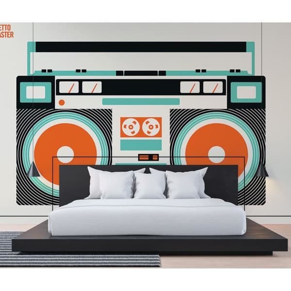 Tapet M1-No.61103 orange blå retro tryck