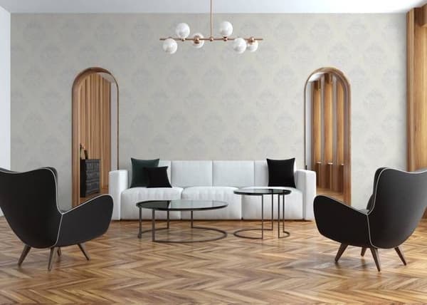 Barock damasttapet - Pearl Grey - 10 x 0,53m