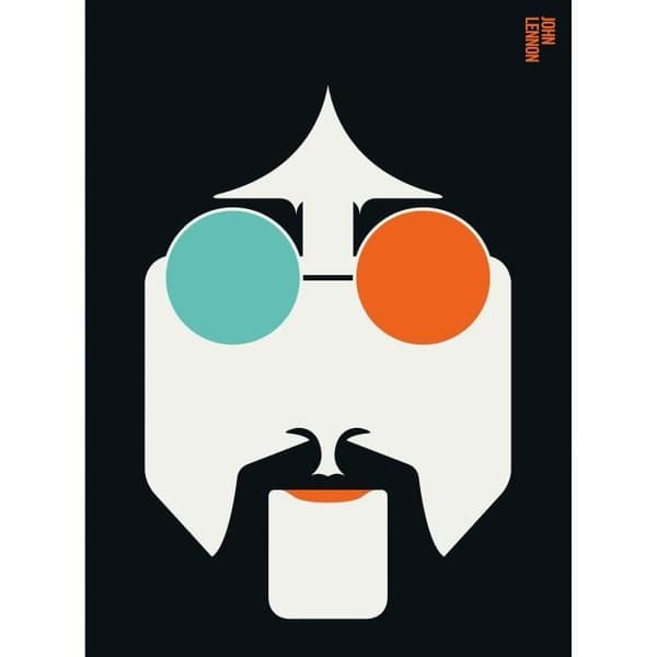 Tapet M1-No.61104 digitaltryck orange blå retro Lennon