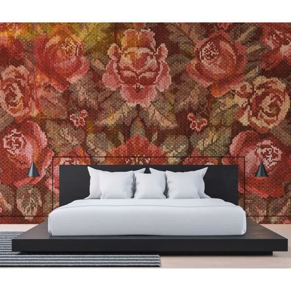 Tapet blommor M1-No.60134 Digitalprint Rosa Grön