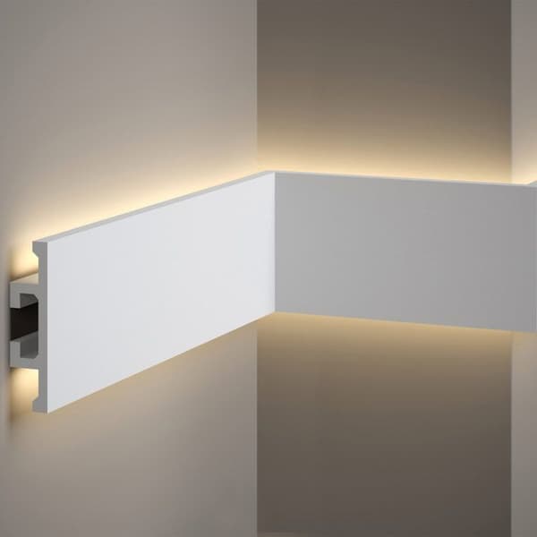 PROVISTON Ljusramp 25 x 100 x 2000 mm LED Polyuretanstuck vit Indirekt belysning LED-belysning