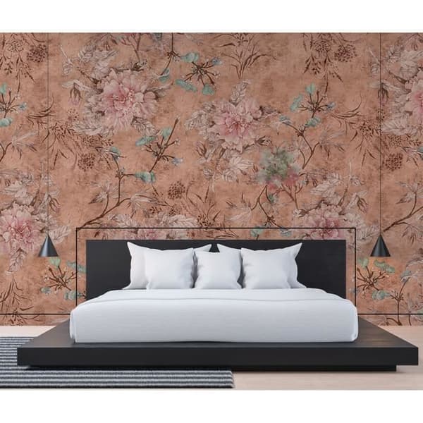 Tapet blommor M1-No.60949 Digitaltryck Ros Orange Blommig