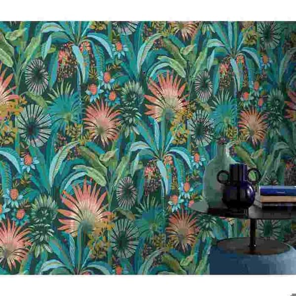 3579 - Vinyltapet med textur på non-woven Exotic Mörkblå - DECORAMA