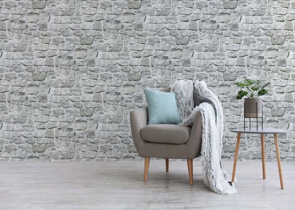 Papir Tapet Pierre Eliano M1-No.185 Grå Beige Sten Mur Mursten