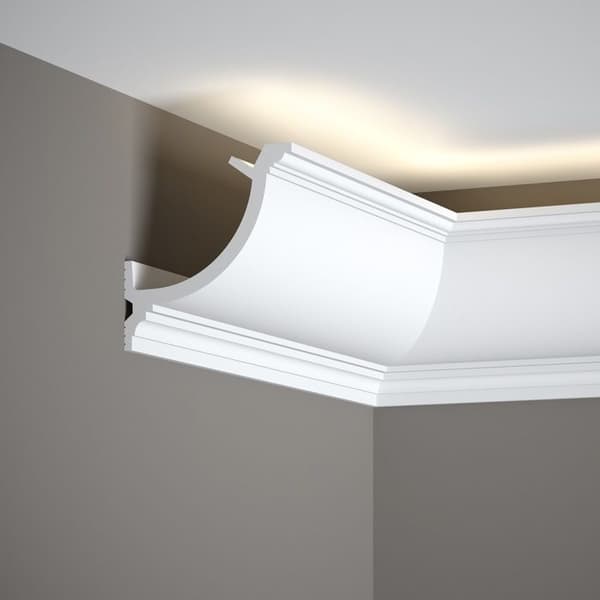 PROVISTON Gardinstång 110 x 110 x 2000 mm Vit Stucklist LED-ljusrör