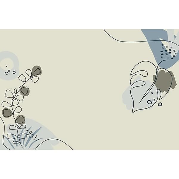 Tapet M1-No.61128 Digitaltryck Beige Blå Löv