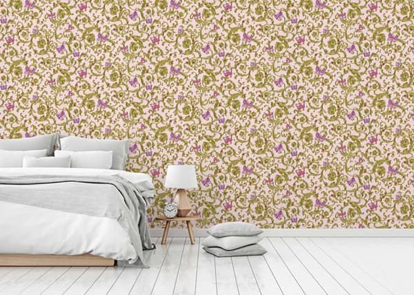 Barocktapet Raffaele M1-No.85 Grön Ros Tapetdesign