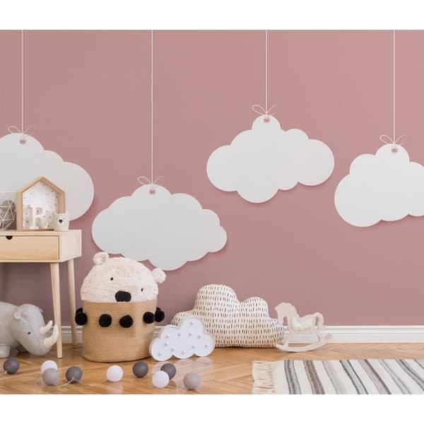 Tapet barnrum M1-No.60389 digitaltryck rosa vit himmel
