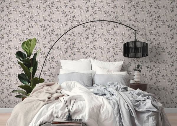 Non-woven tapet - beige - blommor / blommig - Mönstrade tapeter - Pure Elegance - A.S