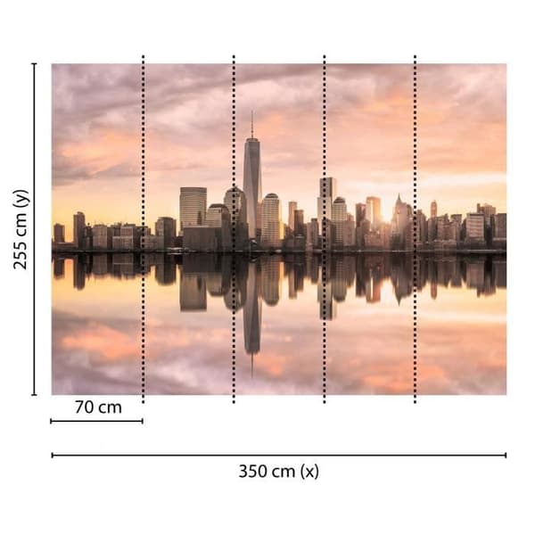 Tapet Stad M1-No.60489 Digitaltryck Grå Orange New York