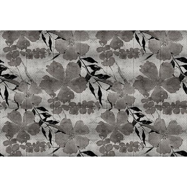 Papper tapet blommor M1-No.61426 Digitaltryck Grå Svart Blommig
