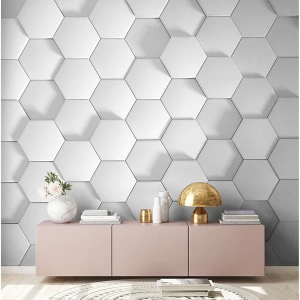 Fototapet 3D M1-No.60435 grå hexagon digitaltryck