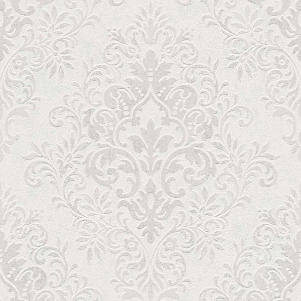 Barocktapet Samuel M1-No.2448 Grå Vit Klassisk Barock Ornament