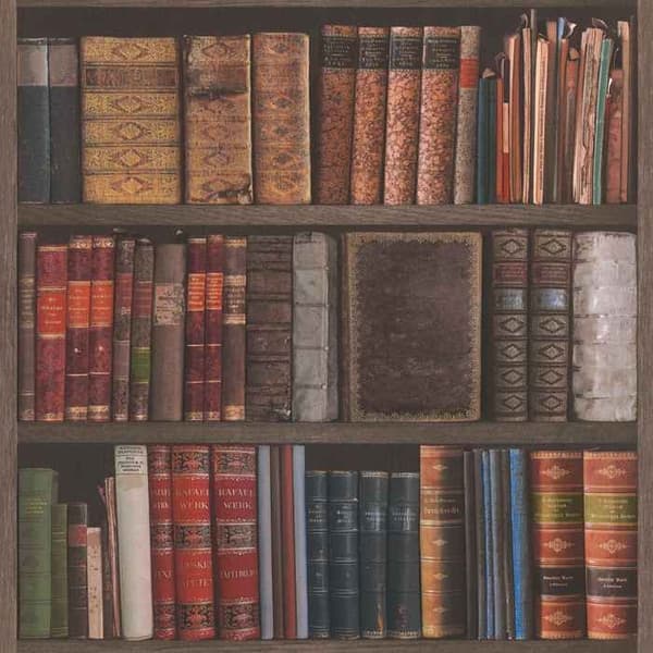 Tapeter - Rasch - Biblioteksböcker - Brun - 53cm - Vanlig - Att sticka