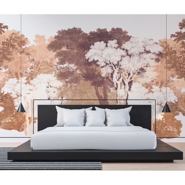 Tapet Skog M1-No.60137 Digitaltryck Orange Vit