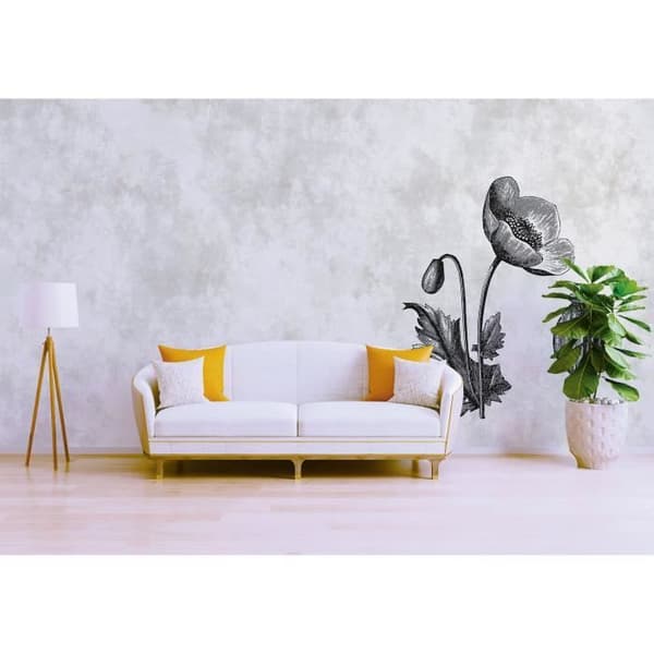 Tapet blommor M1-No.60685 Digitaltryck Vit Svart