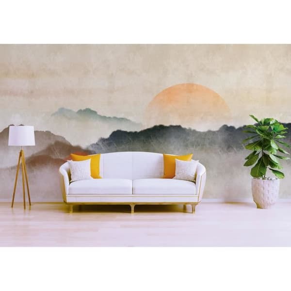 Tapet berg M1-No.61408 Digitaltryck Beige Brun Måne