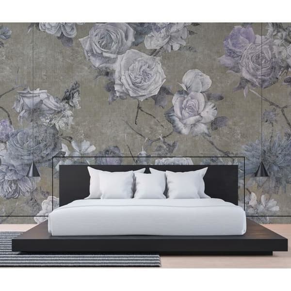 Tapet blommor M1-No.60924 Digitaltryck Blå Brun Rosor