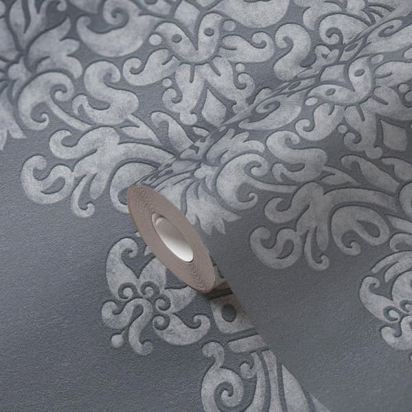 Non-woven tapeter - A.S. CREATION - Ren Elegans - Grå - Barock - 53 cm x 10,05 m