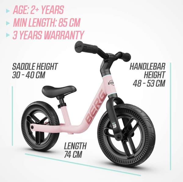 BERG Løbecykel MOOV 10 Pink, 2 år og opefter