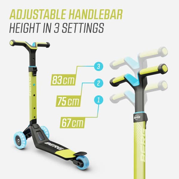 BERG Løbehjul Nexo Foldable Lights Magnet-deck Lime, 2 år og opefter